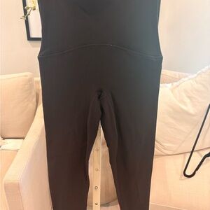 SPANX Black Ribbed High-Waist Jumpsuit